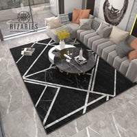 Thumbnail for Black Silver Geometric Centerpiece (Rug)