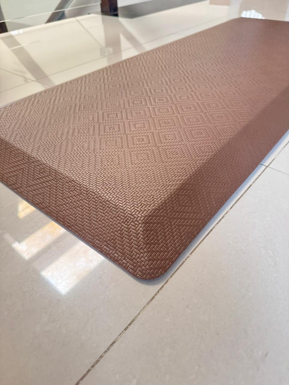 Classic Brown Embossed Kitchen Mat