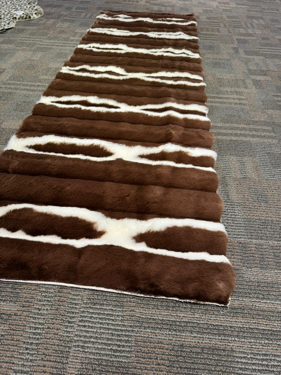 Soft Striped Imitation Fur Runner Mat