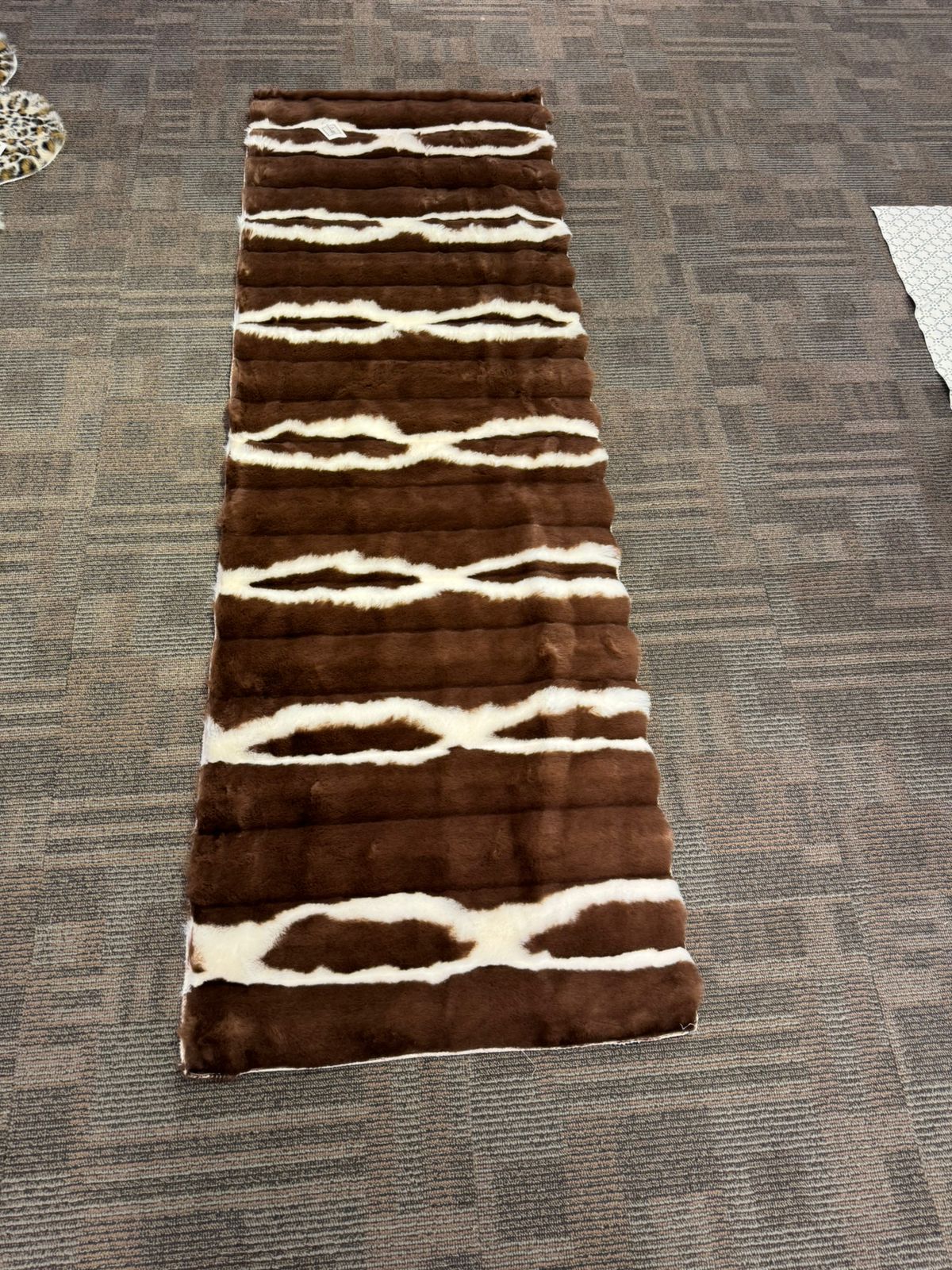 Soft Striped Imitation Fur Runner Skin Mat