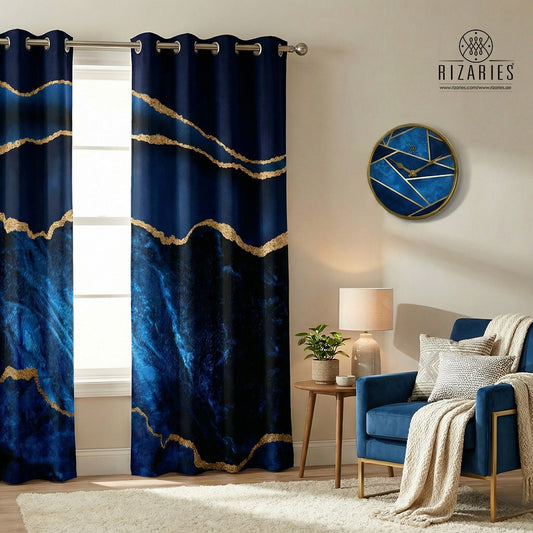 Blue Abstract Cozy Living Set