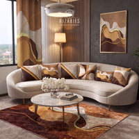 Beige Brown Wavy Throw Cushions Set of 6