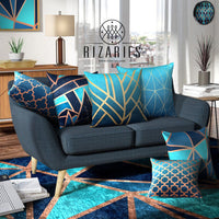 Teal Metallic Throw Cushions Set of 6