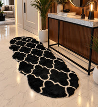 SuperSoft Moroccan Black Imitation Fur Runner Mat