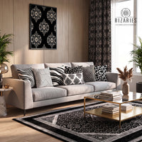 Traditional Black White Throw Cushions Set of 6