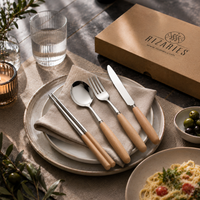 Wood pattern with Silver Cutlery Set