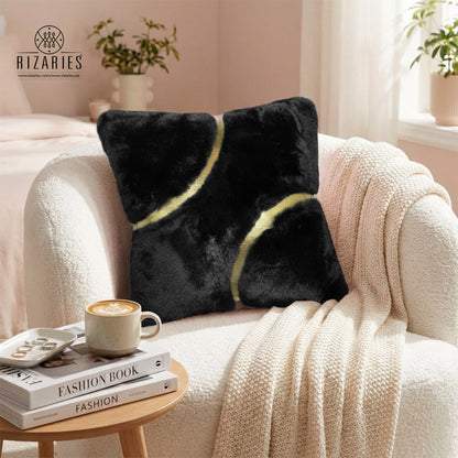 Supersoft Black Gold Fur Throw Pillow
