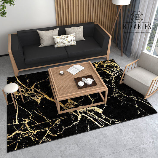 Black Shades of Gold Abstract Centerpiece (Rug)