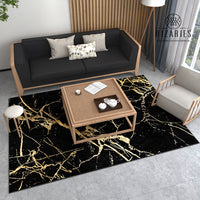 Thumbnail for Black Shades of Gold Abstract Centerpiece (Rug)