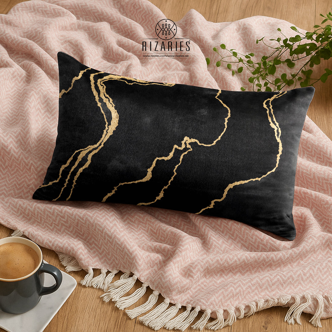 SuperSoft Black Gold Abstract Pattern Rectangle