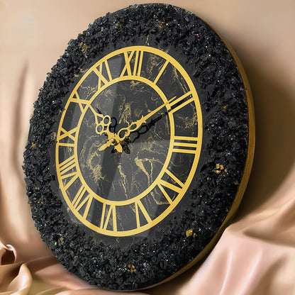 Epoxy Shiny Resin Black Wall Clock