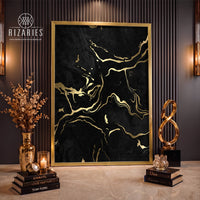 Midnight Gold Marble Canvas Painting