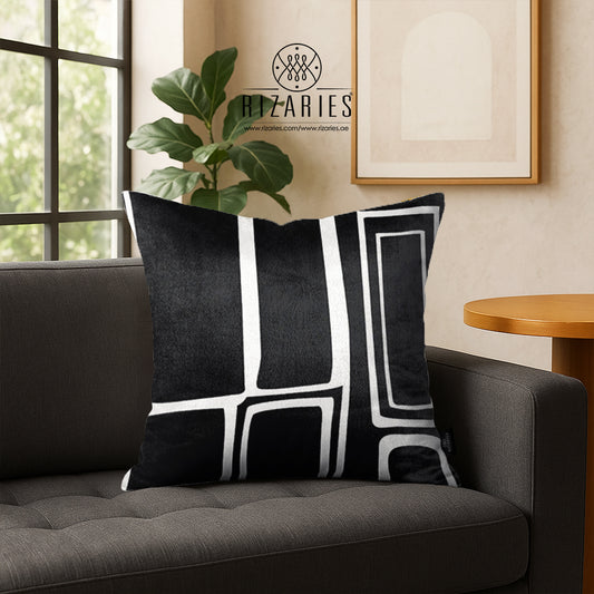 SuperSoft Black & White Abstract Geo Throw Cushion