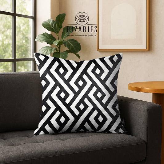 SuperSoft Black & White Diamond Rope Throw Cushion