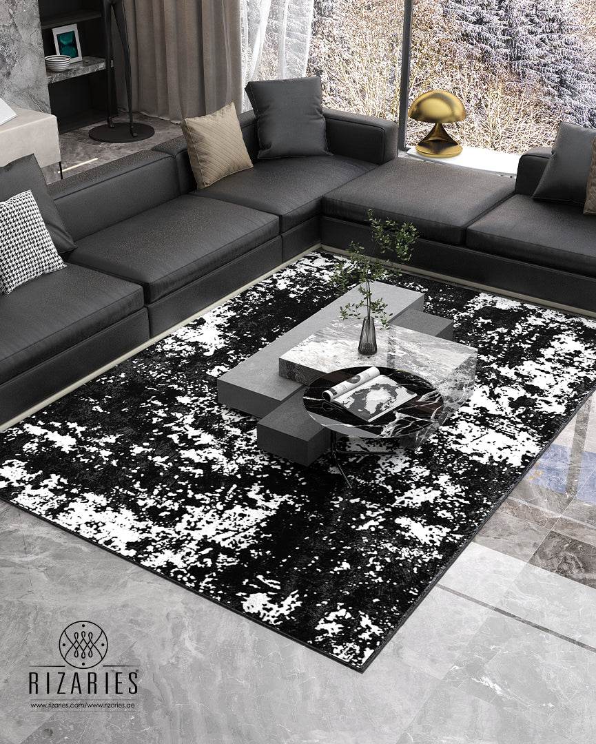 Black White Abstract Centerpiece (Rug)