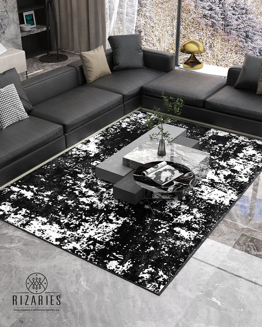 Black White Abstract Centerpiece (Rug)