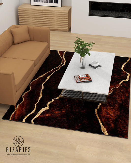 Brown Lava Abstract Centerpiece (Rug)