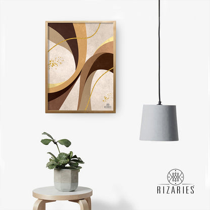 Beige Brown Geometric Canvas Painting