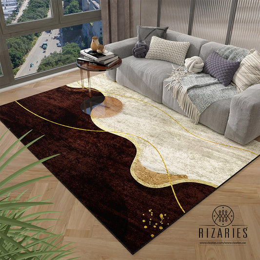 Coffee Cream Wavy Centerpiece (Rug)