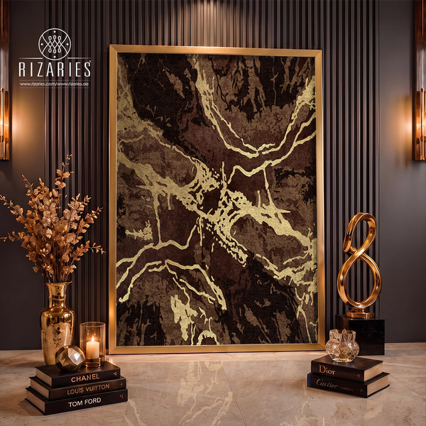 Brown Gold Marble Canvas Painting