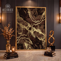 Brown Gold Marble Canvas Painting