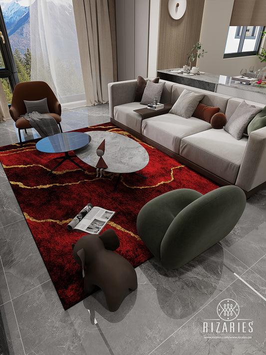 Burgundy Abstract Centerpiece (Rug)