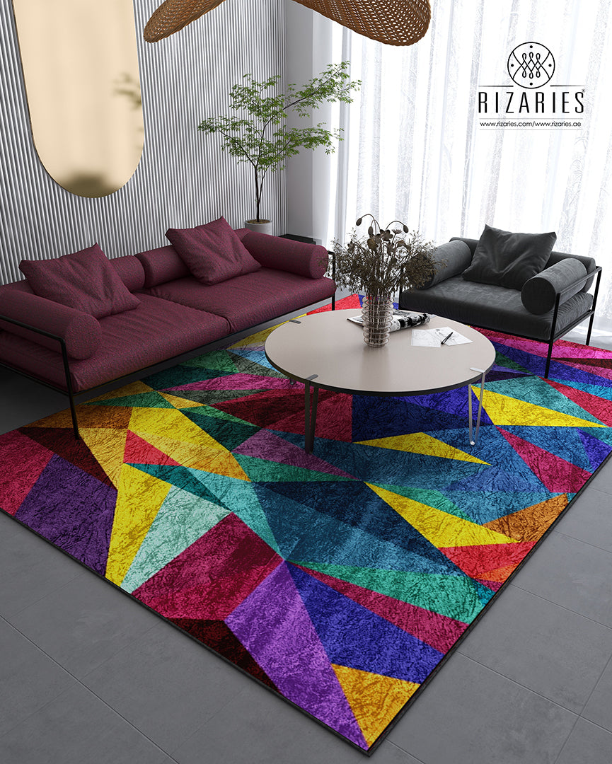 Colorful Triangle Geometric Centerpiece (Rug)