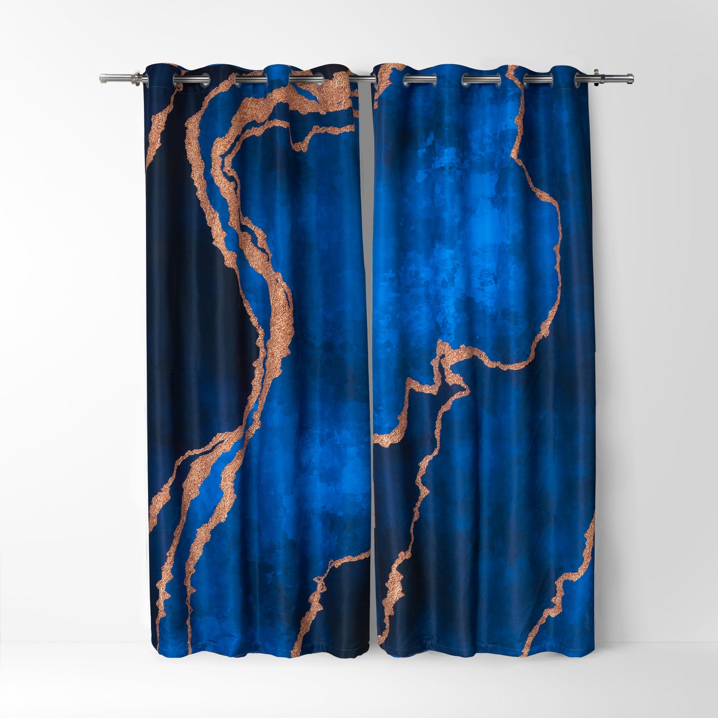 Blue Gold Abstract Curtains