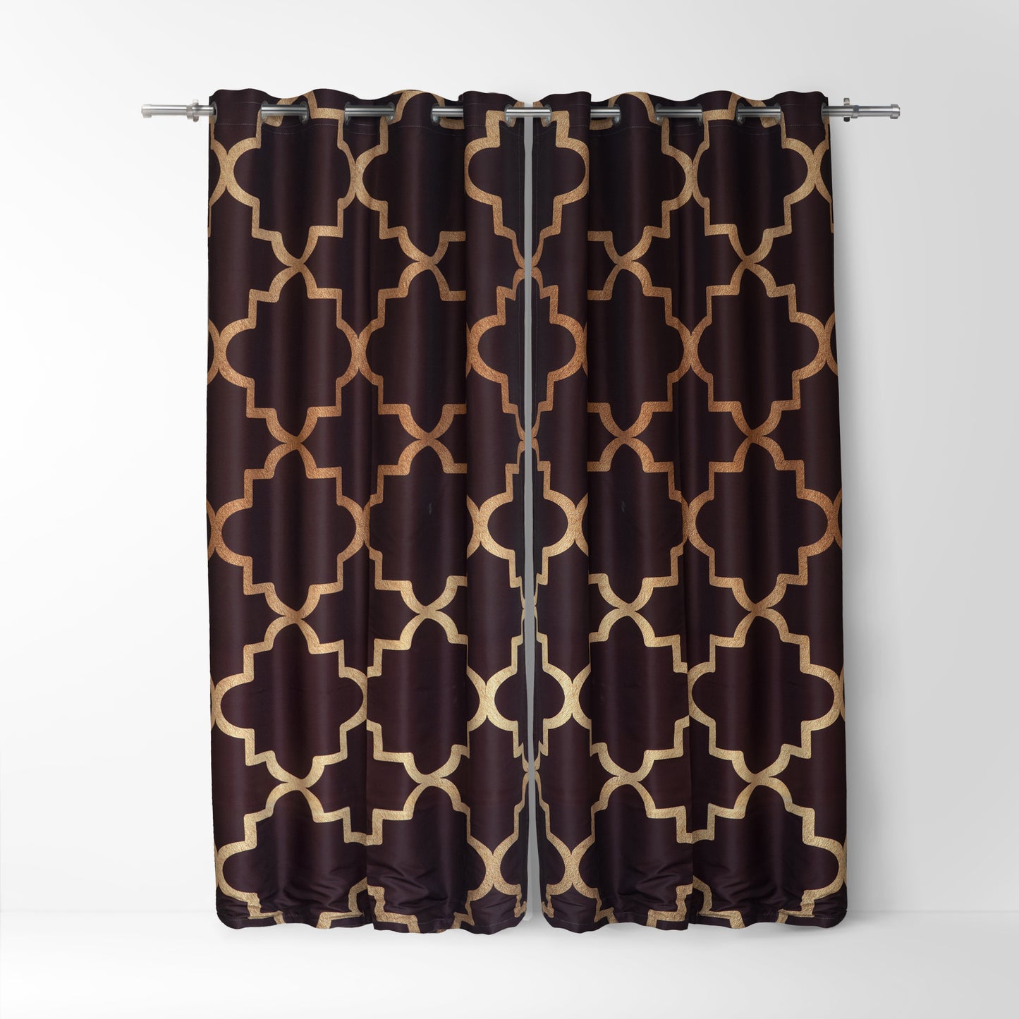 Brown Quatrefoil Curtains