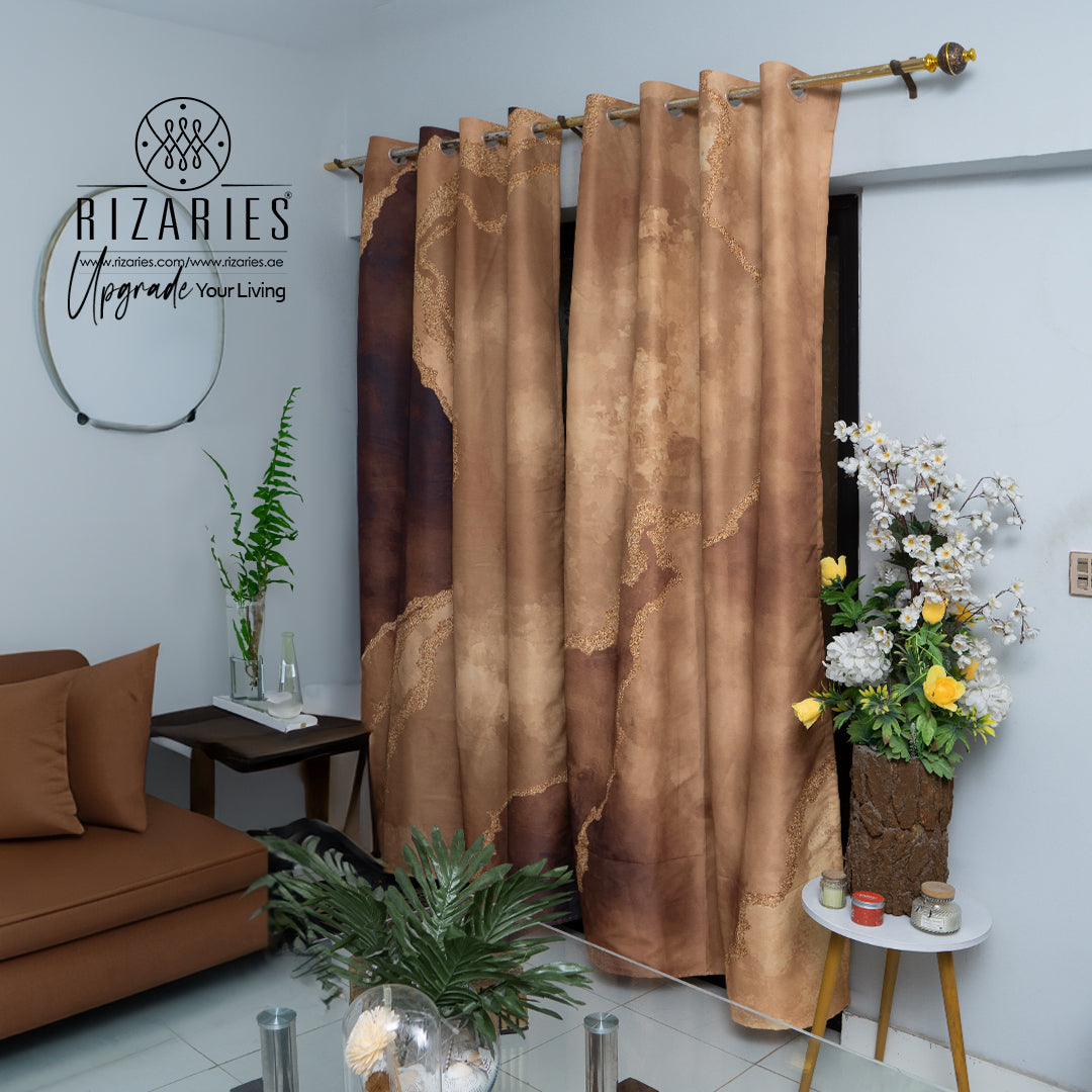 Copper Gold Abstract Curtains
