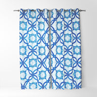 Thumbnail for Navy Tile Pattern Curtains