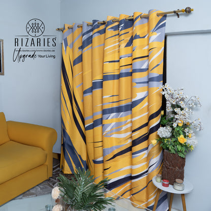 Yellow Grey Abstract Curtains