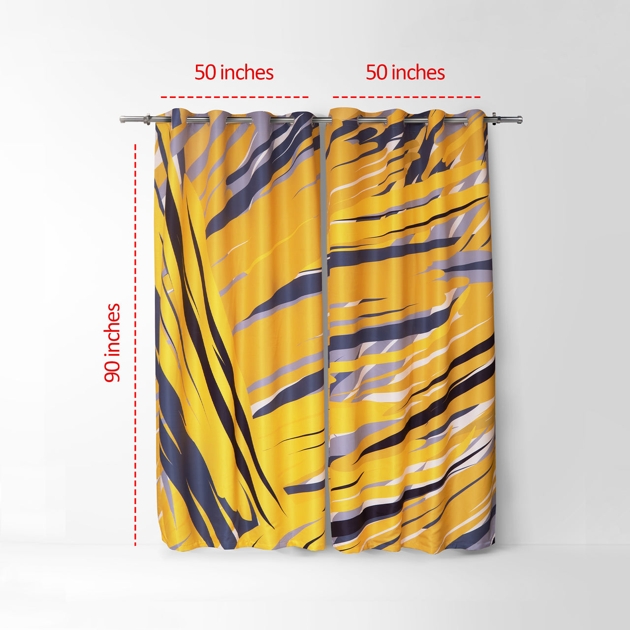 Yellow Grey Abstract Curtains