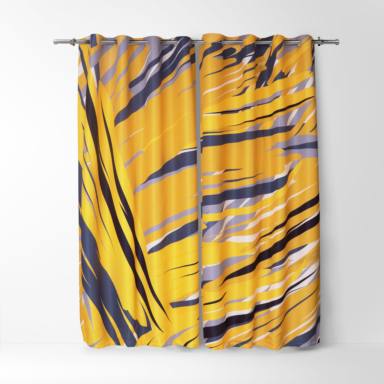 Yellow Grey Abstract Curtains