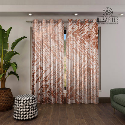 Copper Gold Abstract Pattern Curtains