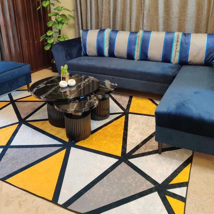 Yellow Geometric Centerpiece (Rug)