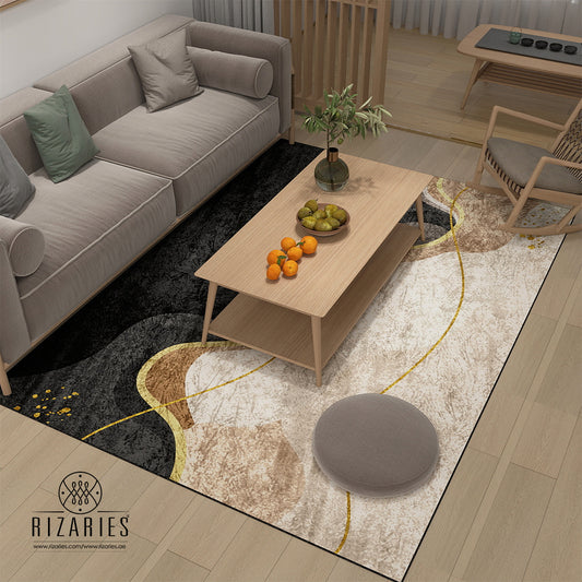 Beige Grey Wavy Centerpiece (Rug)