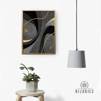 Shades of Grey Abstract Waves Canvas Painting