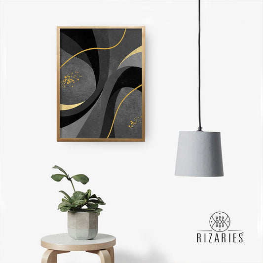 Shades of Grey Abstract Waves Canvas Painting