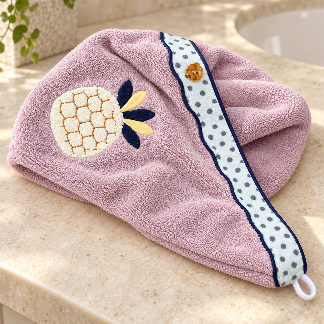 Microfiber Hair Towel Wrap with Button Loop | Quick-Dry Hair Turban