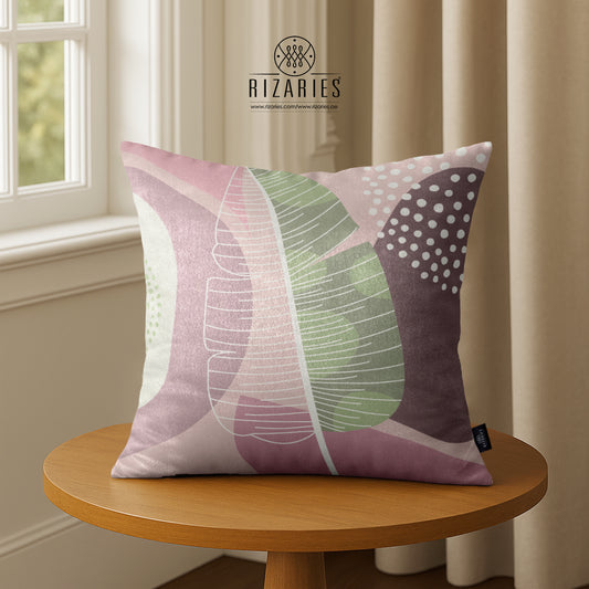 SuperSoft Mist Pink Leaf Abstract Throw Cushion