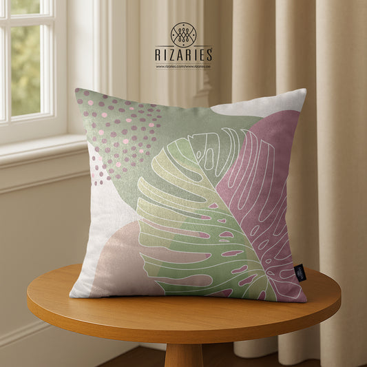 SuperSoft Mist Pink Tropical Throw Cushion