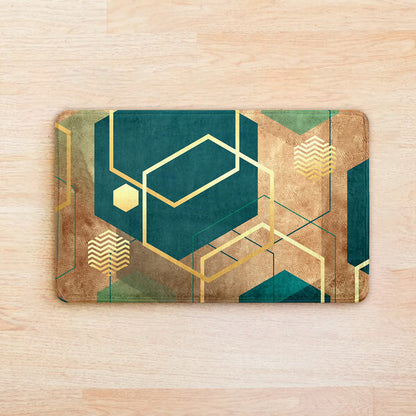 Supersoft Emerald Copper Geometric Door Mat