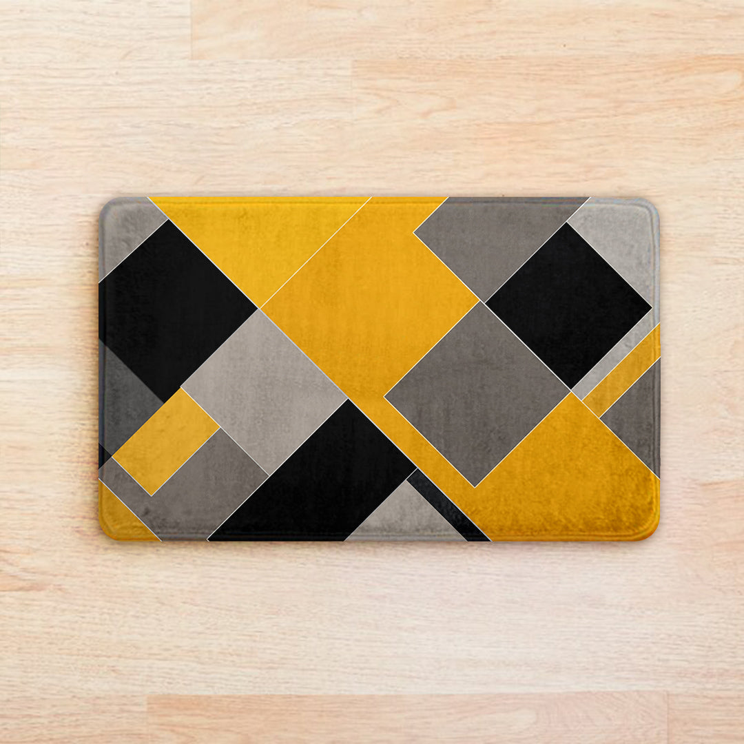 Supersoft Yellow Black Geometric Door Mat