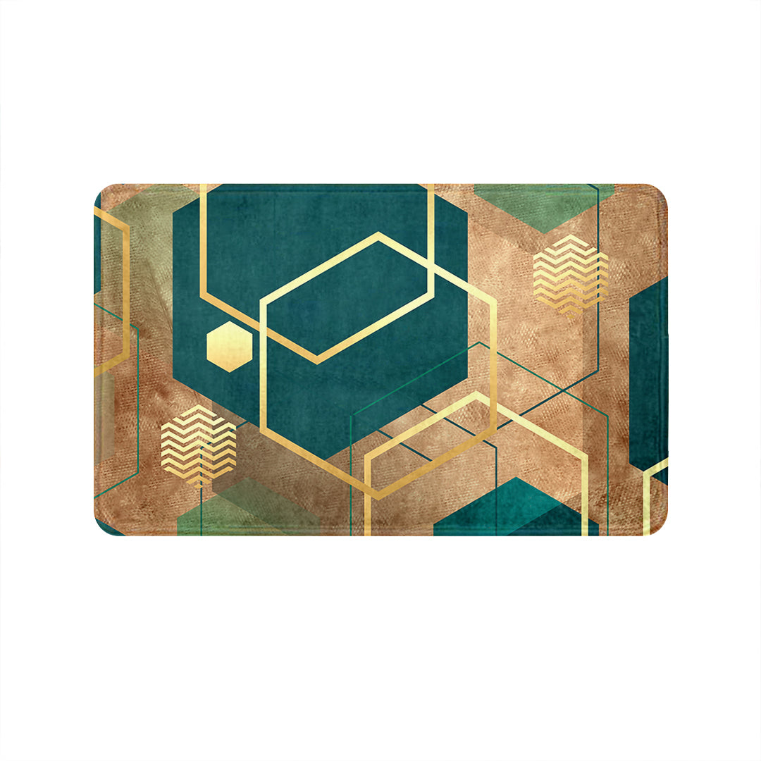 Supersoft Emerald Copper Geometric Door Mat