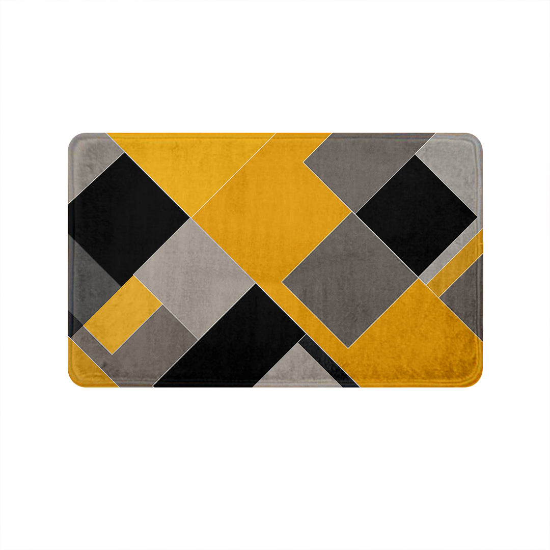 Supersoft Yellow Black Geometric Door Mat