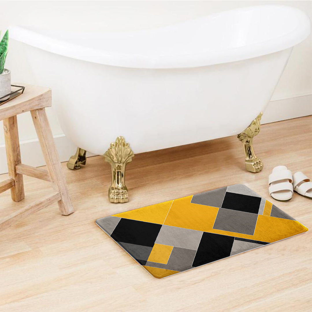 Supersoft Yellow Black Geometric Door Mat