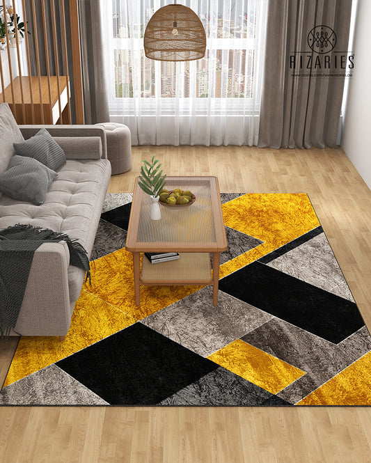 Yellow Black Geometric Centerpiece (Rug)