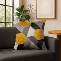 Thumbnail for SuperSoft Yellow Black Rope Throw Cushion