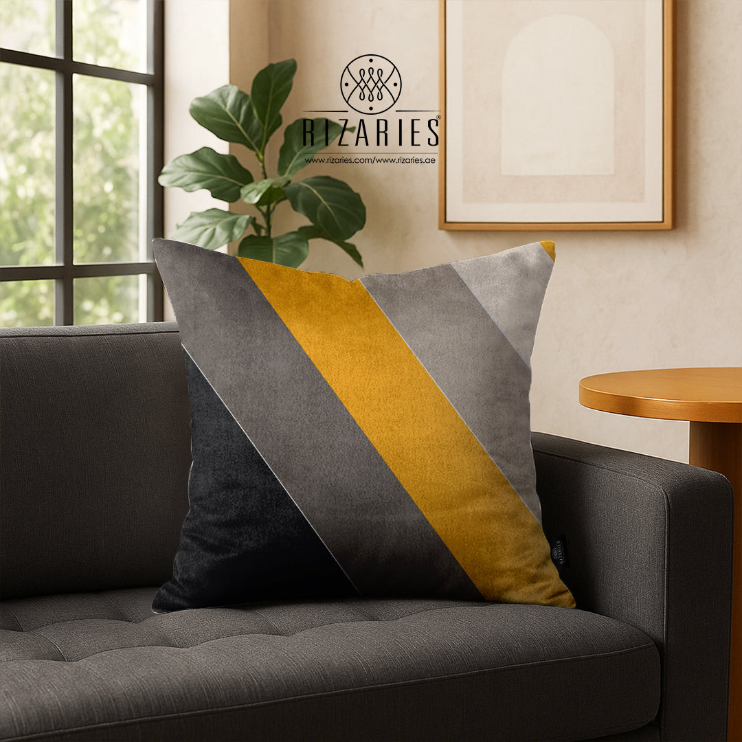 SuperSoft Yellow Black Geo Throw Cushion
